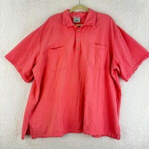 Aries & Taurus Drawstrings Coral Short Sleeve Shirt Mens Short Sleeve‎ Size OS